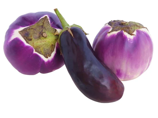 Viola Frutti Gustosi Uovo Pianta Vegetale Isolato Sfondo Bianco — Foto Stock