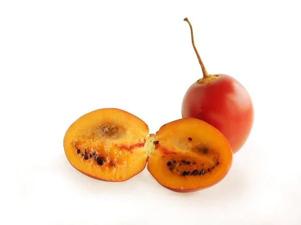 Czerwony Smaczny Owoce Tropikalne Tamarillo Zbliżenie — Zdjęcie stockowe