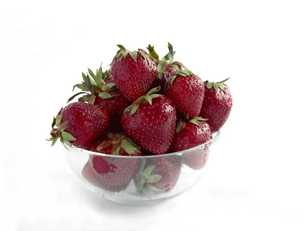 Ízletes Édes Vörös Eper Ízletes Gyümölcsként — Stock Fotó