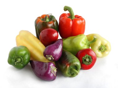 multicolor sweet peppers as tasty and wholesome vegetable close up,