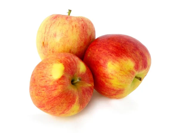 Pommes Rouges Dorées Comme Savoureux Fruits Gros Plan — Photo