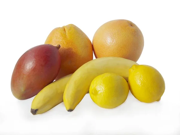 Diverse Veelkleurige Tropische Vruchten Als Gezond Vegetarisch Voedsel — Stockfoto