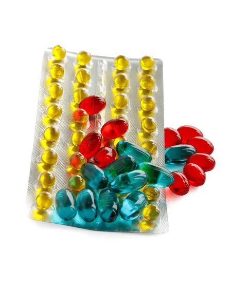 Multicolor Various Capsules Medicine Close — Stock Photo, Image