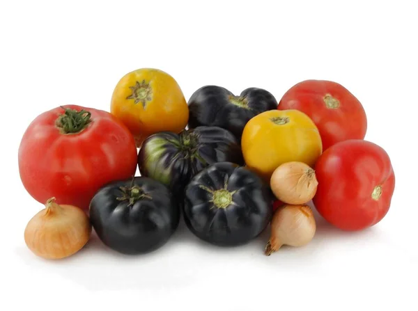 Tomates Amarillos Negros Rojos Como Deliciosa Verdura —  Fotos de Stock