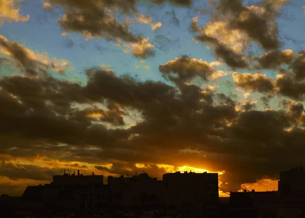 Picturesque Landscape Sunset Multicilor Cloudy Sky — Stock Photo, Image