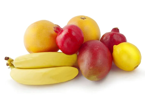 Flerfärgad Olika Tropiska Frukter Som Läcker Vegetarisk Mat Nära Håll — Stockfoto