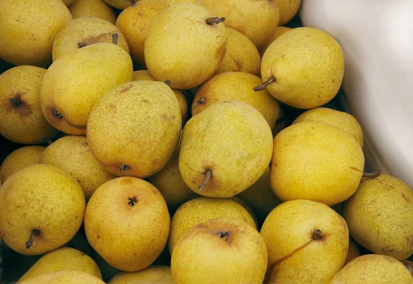 Gelbe Süße Und Saftige Birnen Aus Nächster Nähe — Stockfoto