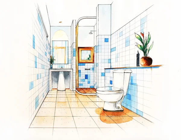 Toalettdekorasjon Skissedesign – stockfoto