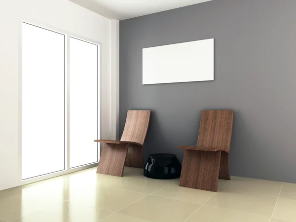 部屋のインテリアデザインのための3Dレンダリング — ストック写真