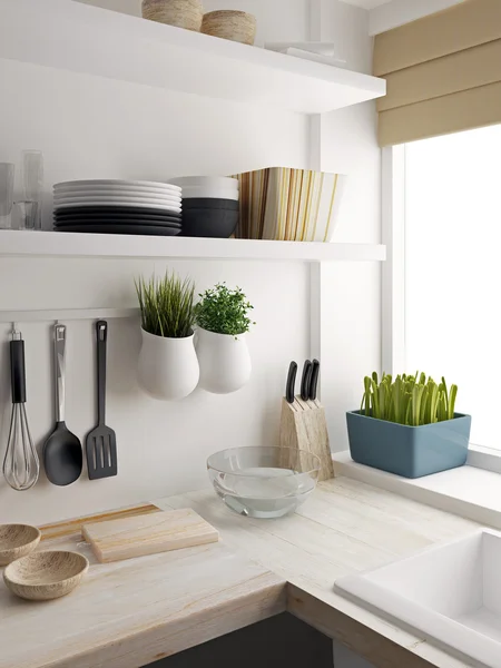 Närbild av kök room design Royaltyfria Stockfoton