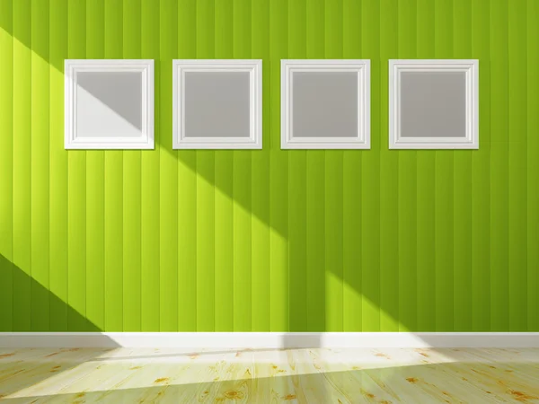 Couleur du mur vert et cadre blanc de l'intérieur, rendu 3d — Photo