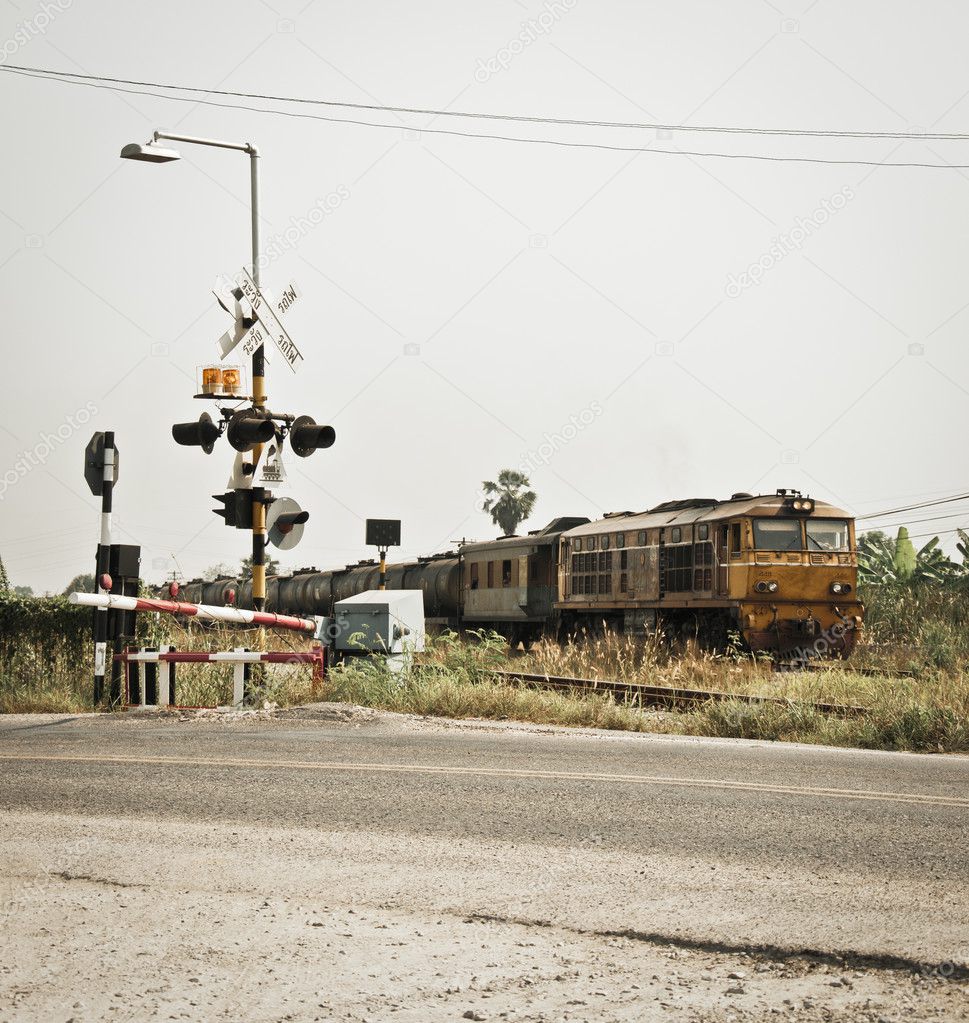Locomotive pushing the oil cargo train