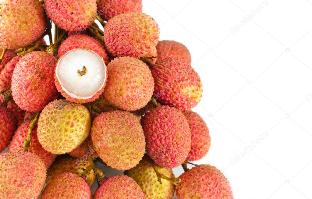 Macro of lychees, fruit detail
