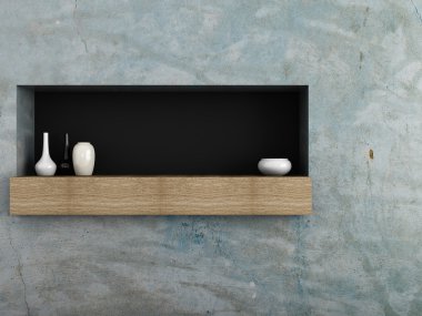 raf, 3d render dekore edilmiş iç