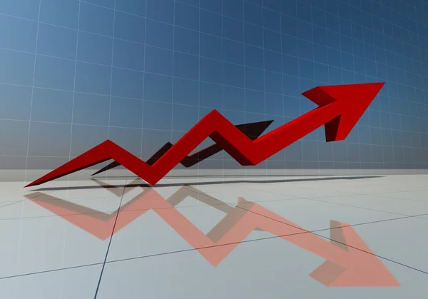 3d rendering of red arrow graph high isolated — Stock Photo, Image