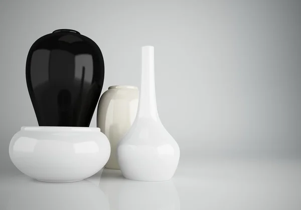 Grupo de vasos de cerâmica de renderização 3d — Fotografia de Stock