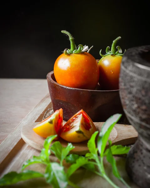 Tomaten en fruit van bio voedsel — Stockfoto