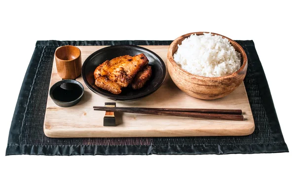 Rice and fried pork — Stock Photo, Image