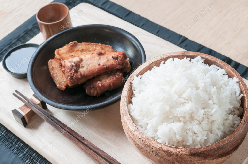 Rice and fried pork
