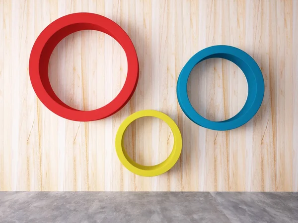 Lingkaran warna pada dinding kayu — Stok Foto