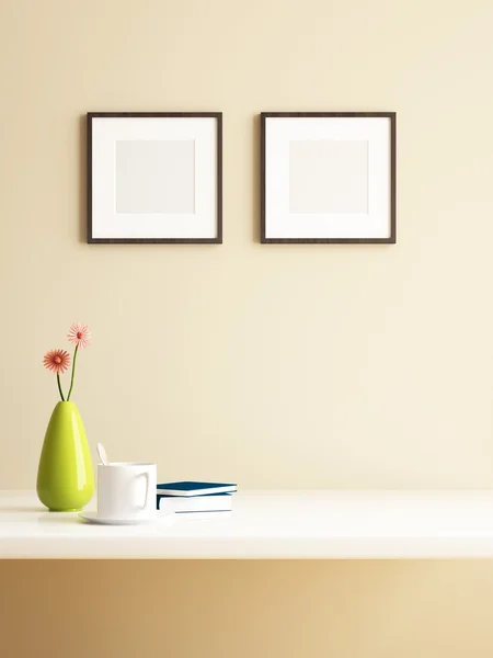 Vaas bloem en frame foto decoraties van interieur design — Stockfoto