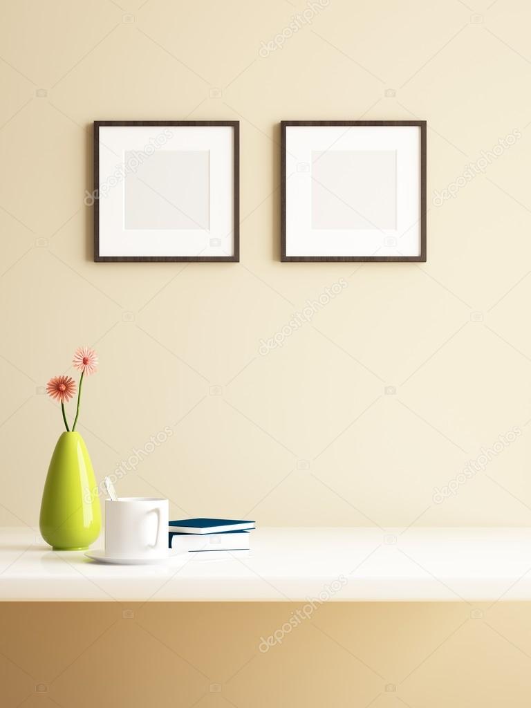 vase flower and frame picture decorations of interior design