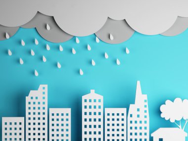 şehir ve bulutlar yağmur