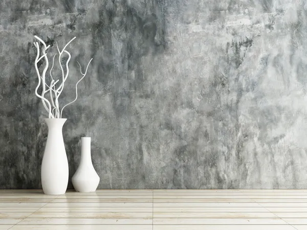 Ceramica vaso su fondo parete in legno e cemento — Foto Stock