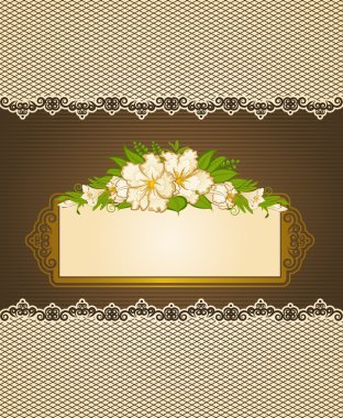 çiçekler ve süs eşyaları ile antika arka plan