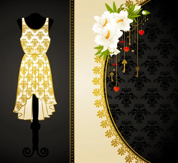Модное платье с цветами и орнаментами — стоковое фото