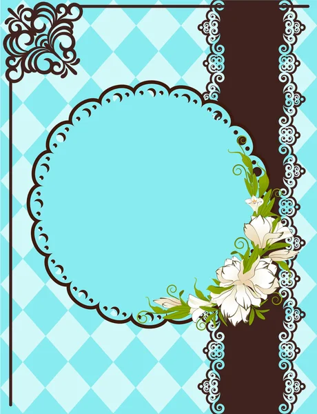 Fundo vintage com ornamentos de renda e flores — Vetor de Stock