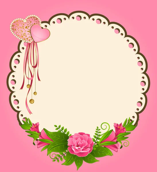 Fondo vintage con adornos de encaje y flores . — Vector de stock