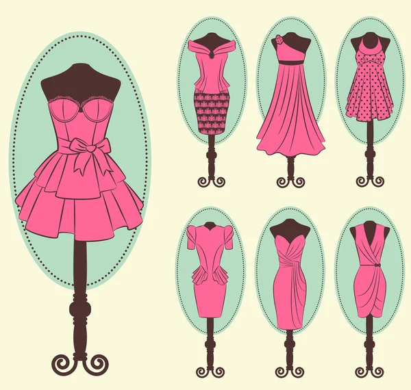 Vestido vintage con adornos de encaje — Archivo Imágenes Vectoriales