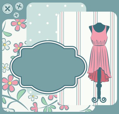 vestido de moda con flores y adornos en el fondo