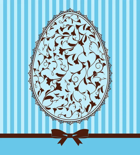 Biglietto di Pasqua - ornamenti di laccio e uovo, inchino — Foto Stock