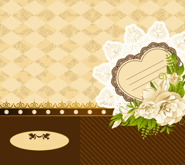 Vintage background with flowers and lace ornaments illustration for Valentine's day — Stock fotografie