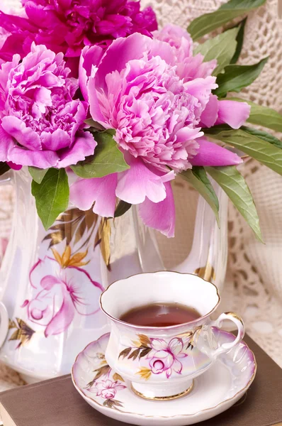 Bahar pi-mezonlar ile antika çay fincanı — Stok fotoğraf