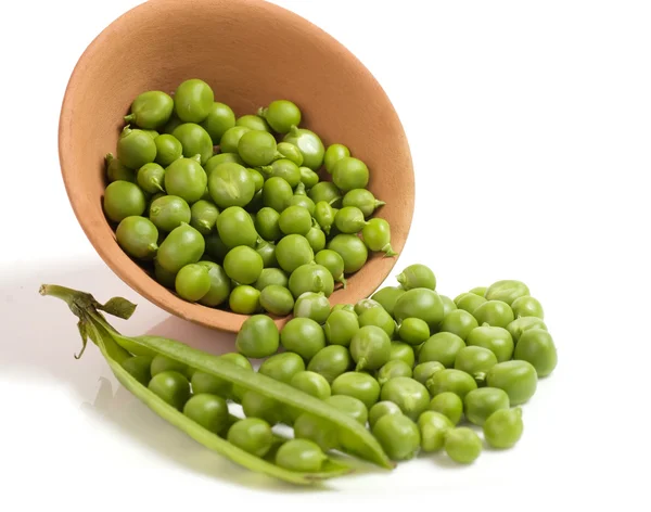 Fresh green peas on white background — Stock Photo, Image