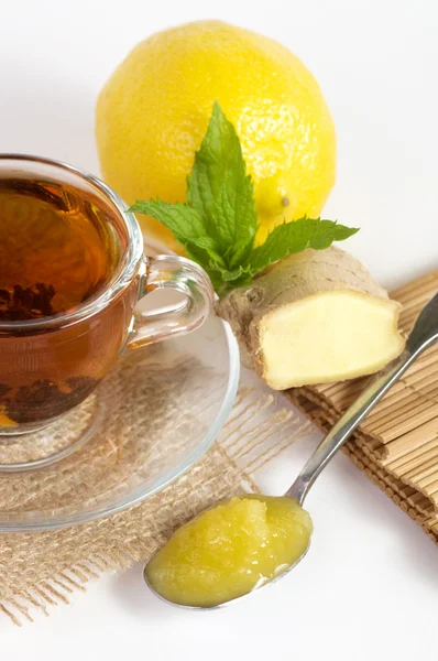 Tea, lemon and honey — Stock Photo, Image