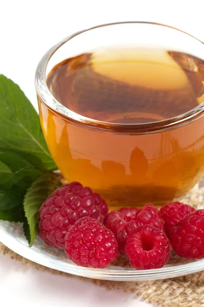 Fruit tea in cup with berry — Stock Photo, Image