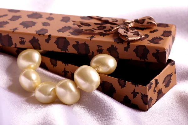 Mooie bijouterie in doos van de gift — Stockfoto