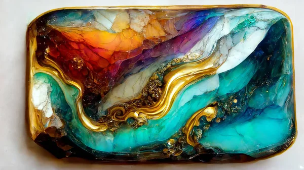 Jewel Close Made Precious Stones Metals Fluid Art Concept — Stockfoto