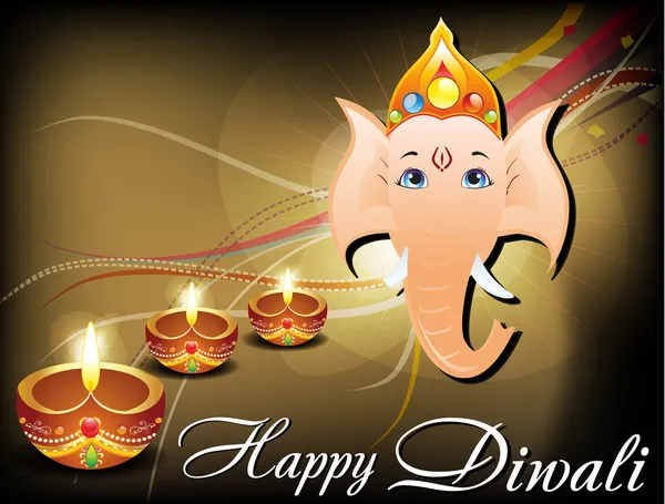 Ganesh ji ile soyut diwali kartı — Stok Vektör