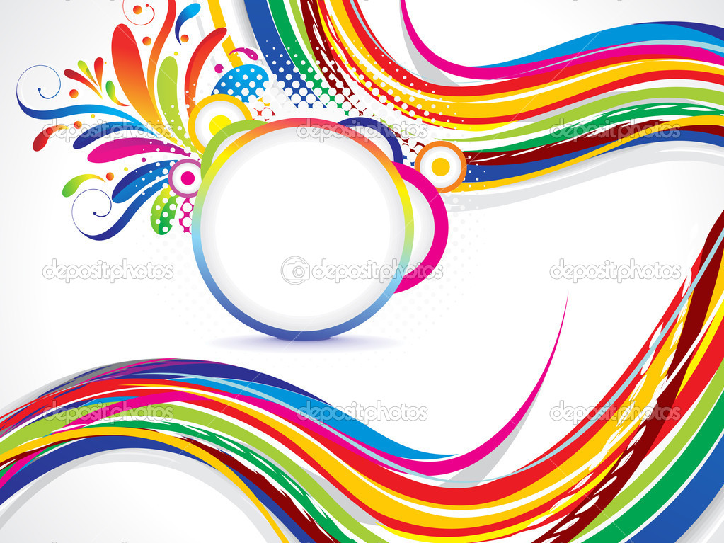 Abstract colorful wave background with floral