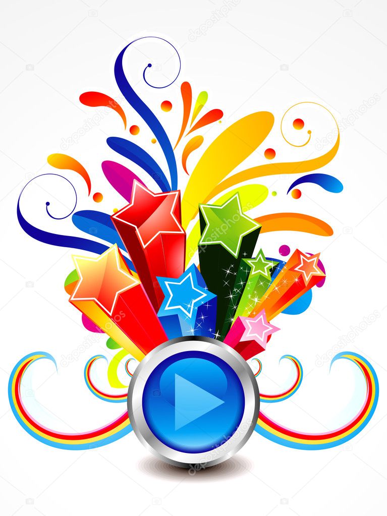 abstract colorful exploade play button