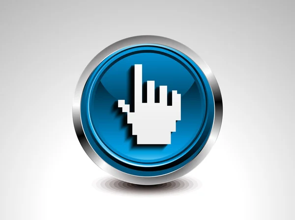 Botón de cursor de mano brillante azul abstracto — Vector de stock