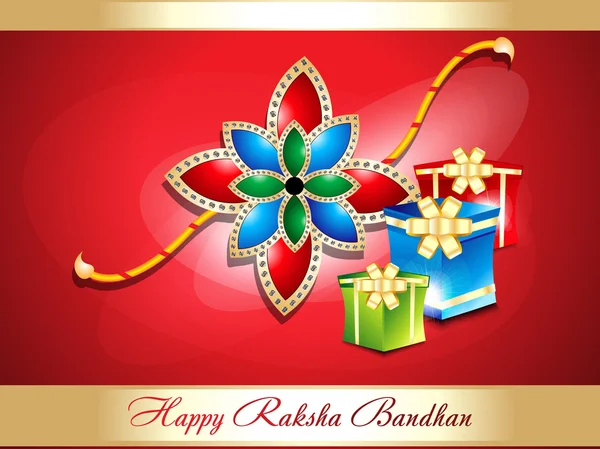 Fondo abstracto raksha bandhan con regalos — Vector de stock