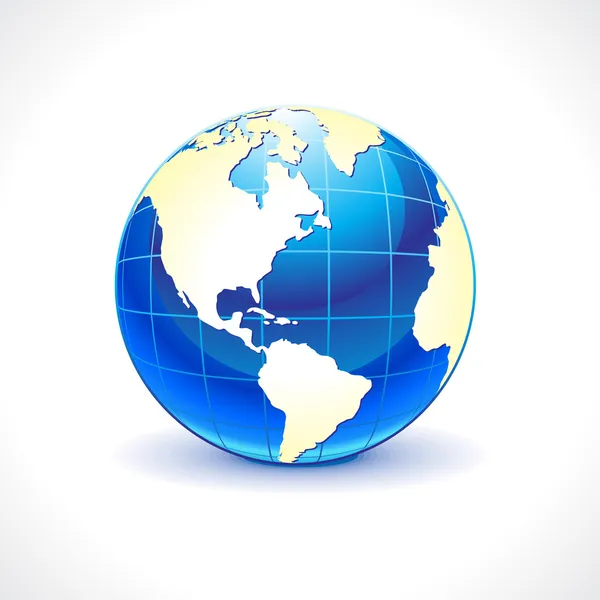 Abstract glossy blue globe icon — Stock Vector