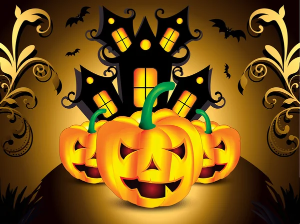 Halloween achtergrond met pompoen — Stockvector