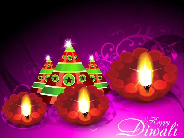 Diwali wenskaart met de virtuele cracker — Stockvector